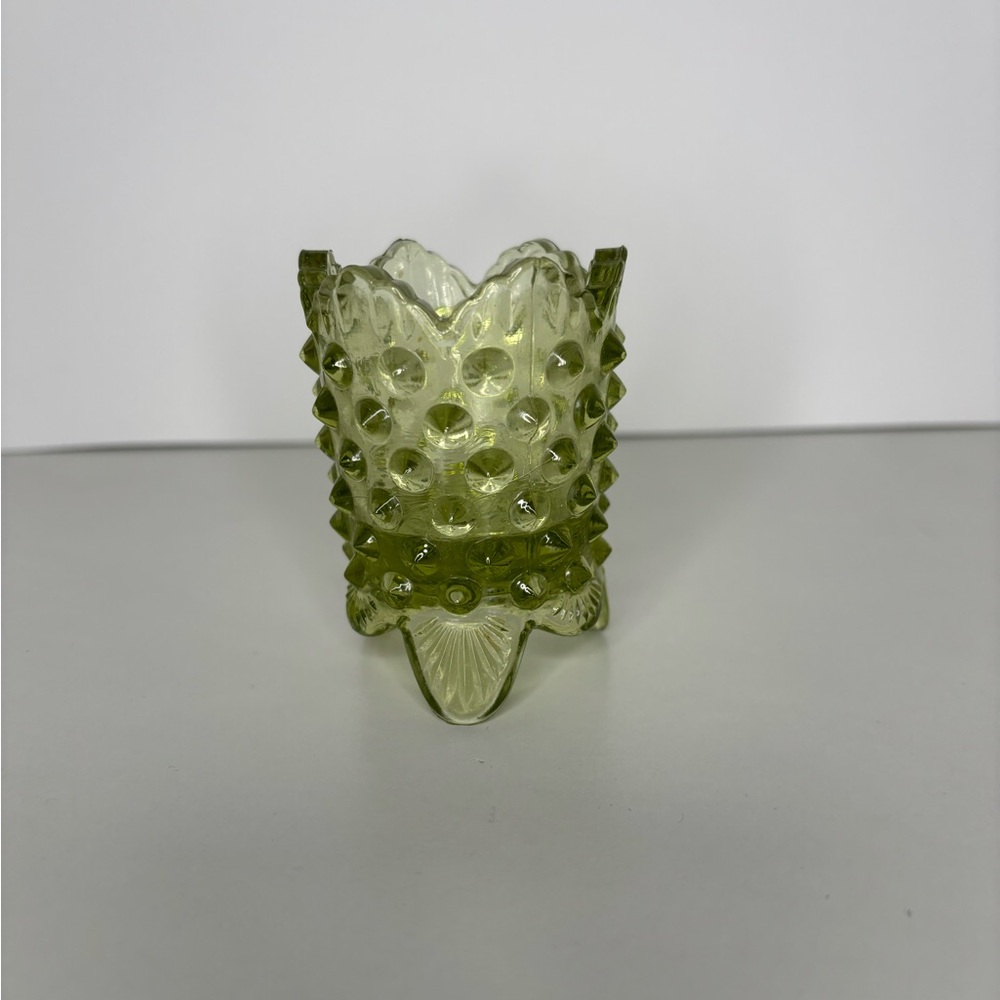 Vintage Fenton Colonial Green Hobnail Toothpick Holder